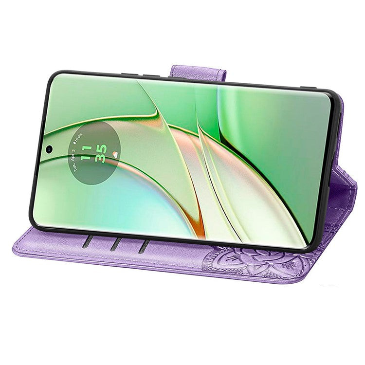 For Motorola Moto G75 5G Case PU Leather Wallet Phone Cover Butterfly Pattern - Light Purple