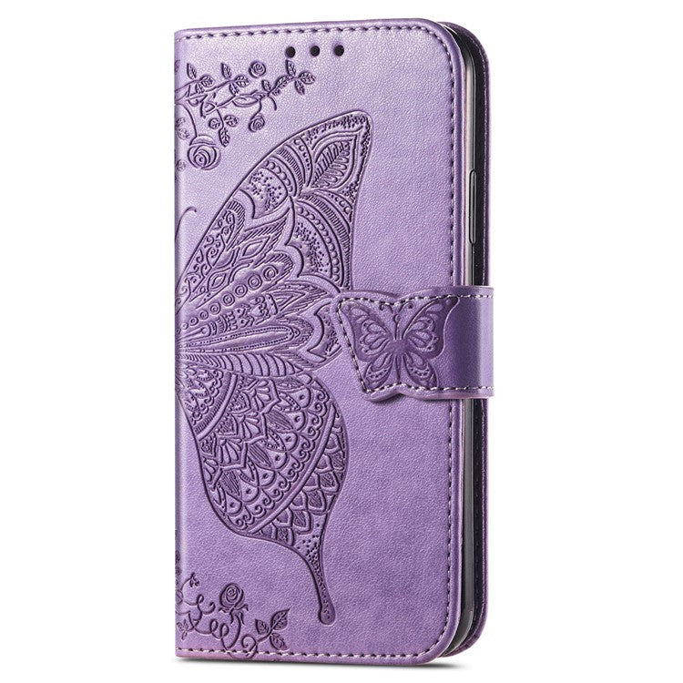 For Motorola Moto G75 5G Case PU Leather Wallet Phone Cover Butterfly Pattern - Light Purple