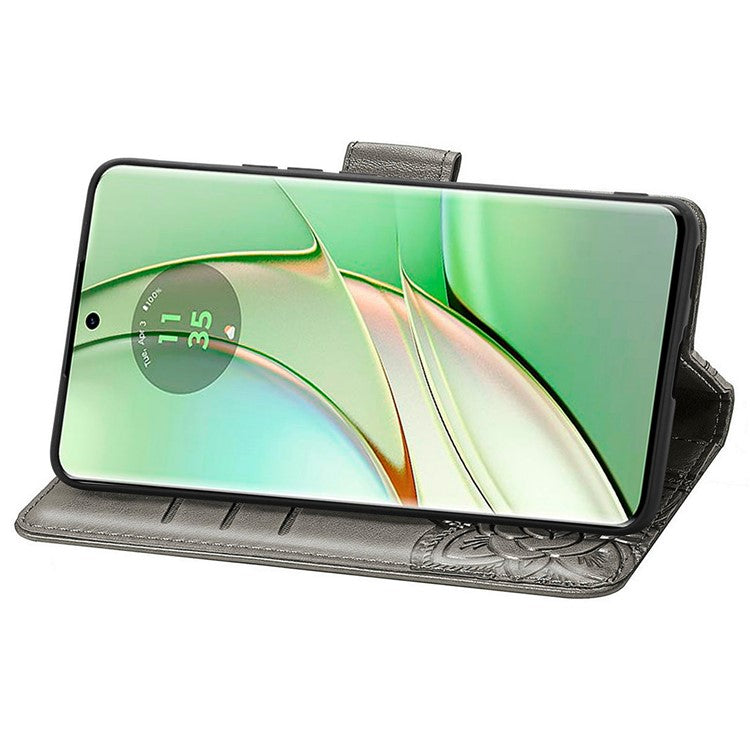 For Motorola Moto G75 5G Case PU Leather Wallet Phone Cover Butterfly Pattern - Grey