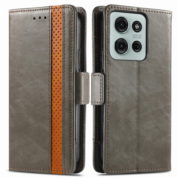 CASENEO 002 Series For Motorola Moto G75 5G Case Stand Wallet Splicing PU Leather Cover - Grey