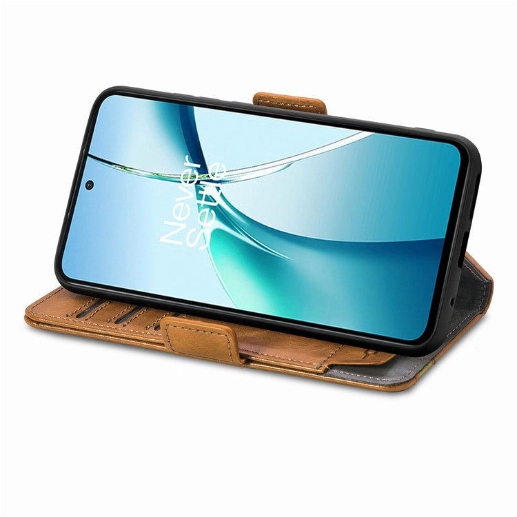 CASENEO 002 Series For Motorola Moto G75 5G Case Stand Wallet Splicing PU Leather Cover - Light Brown