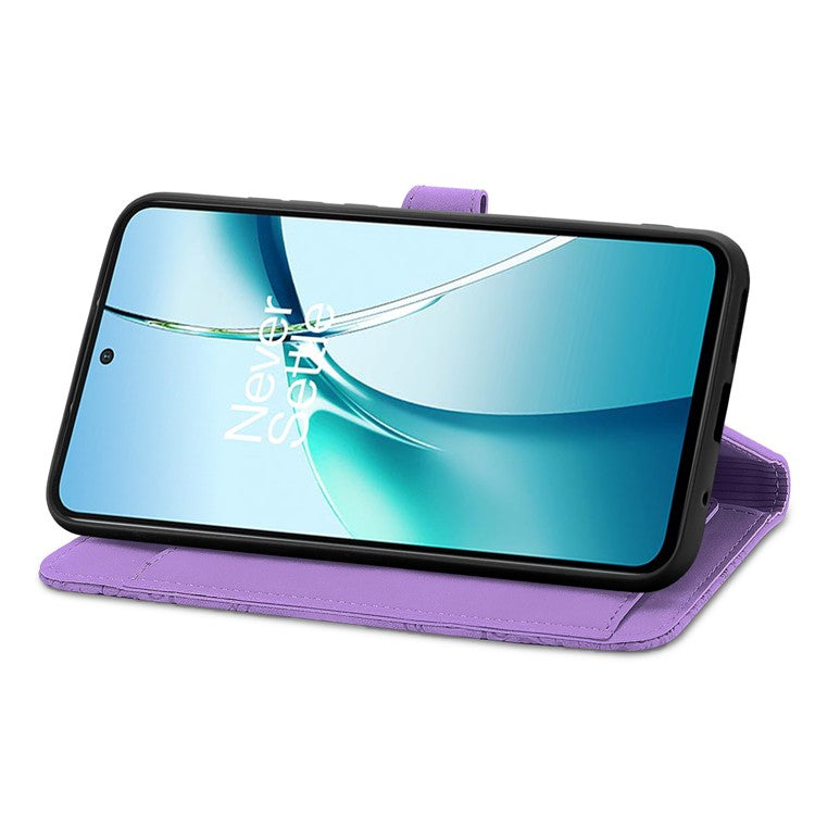 For Motorola Moto G75 5G Case Zipper Wallet PU Leather Flower Imprint Phone Cover - Light Purple