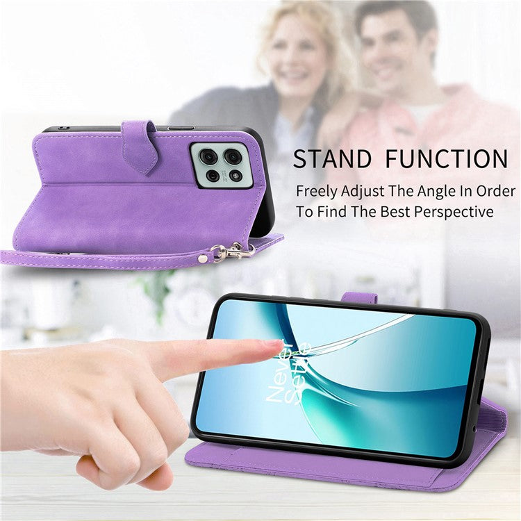 For Motorola Moto G75 5G Case Zipper Wallet PU Leather Flower Imprint Phone Cover - Light Purple