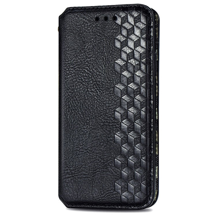 For Motorola Moto G75 5G Case Rhombus Imprint PU Leather Wallet Phone Cover - Black