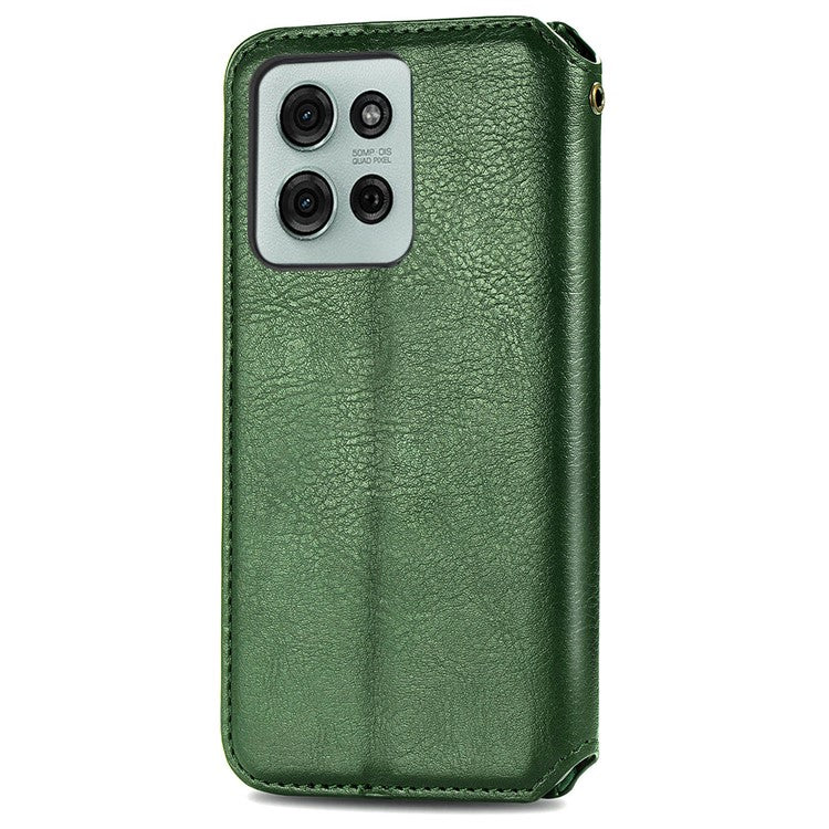 For Motorola Moto G75 5G Case Rhombus Imprint PU Leather Wallet Phone Cover - Green