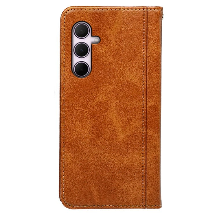 For Samsung Galaxy A16 5G / 4G Case Hidden Magnetic Closure Calf Texture Leather Phone Cover - Yellow