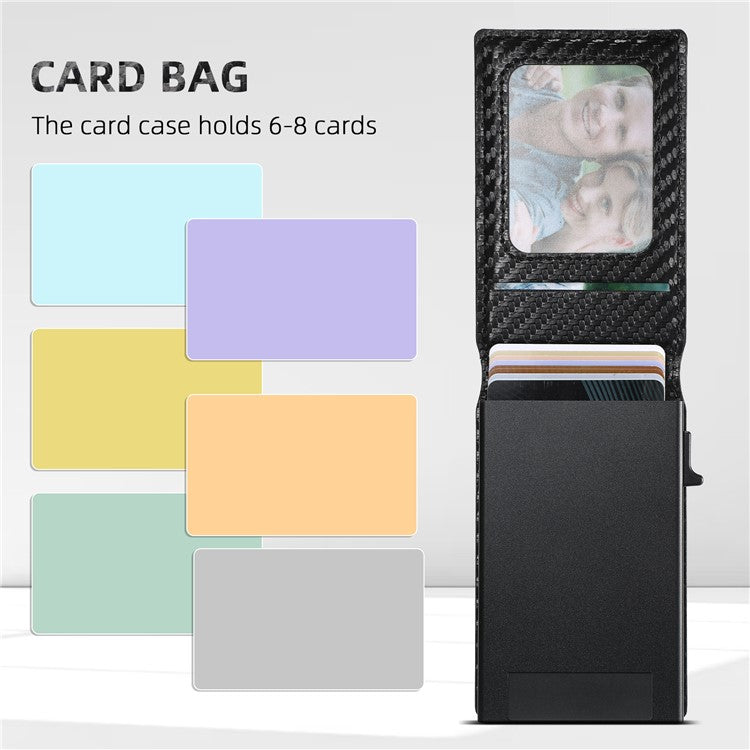 SUTENI H19 For iPhone 16 Magnetic Case Carbon Fiber Texture Leather Back Cover with Card Bag