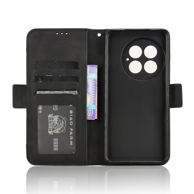 For OnePlus 13 Leather Case Phone Wallet Cover with Multiple Card Slots - Black