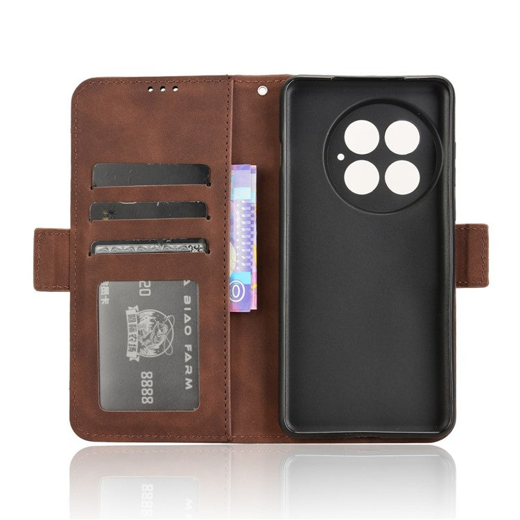 For OnePlus 13 Leather Case Phone Wallet Cover with Multiple Card Slots - Brown