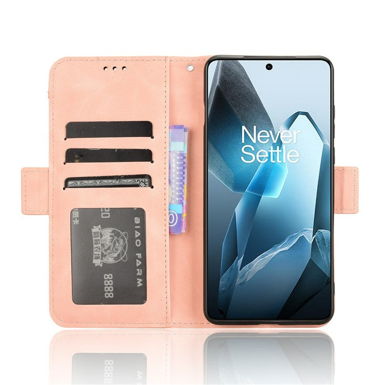 For OnePlus 13 Leather Case Phone Wallet Cover with Multiple Card Slots - Pink