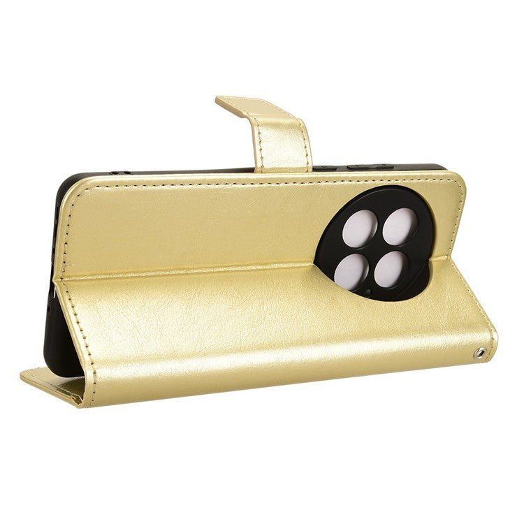 For OnePlus 13 Case Crazy Horse Texture PU Leather Phone Wallet Cover - Gold