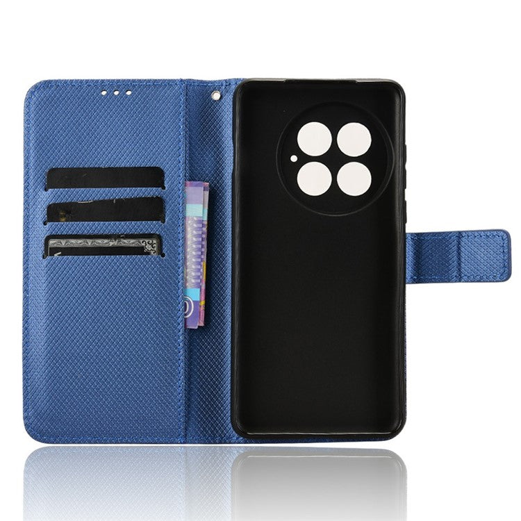 For OnePlus 13 Case PU Leather Diamond Texture Wallet Phone Cover - Blue