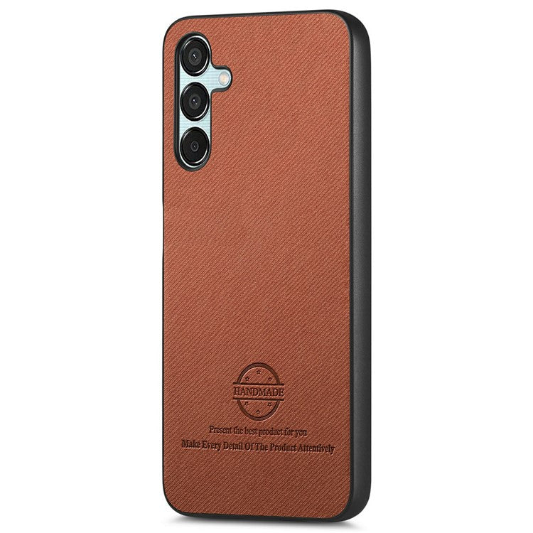 For Samsung Galaxy A25 5G (Global) (161.0 x 76.5 x 8.3mm) Case Cloth Texture Leather+PC+TPU Anti-Drop Phone Cover - Brown