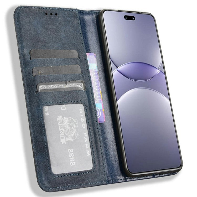 For Huawei nova 13 Pro 5G Leather Case Wallet Stand Retro Texture Phone Cover - Blue