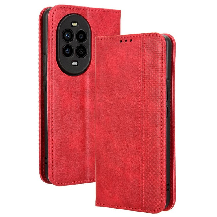 For Huawei nova 13 Pro 5G Leather Case Wallet Stand Retro Texture Phone Cover - Red