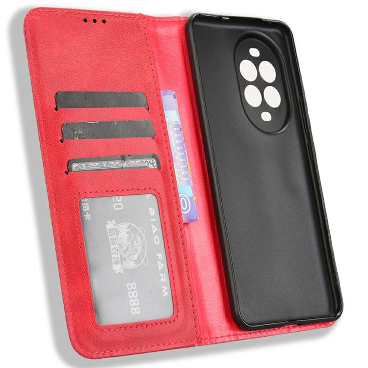 For Huawei nova 13 Pro 5G Leather Case Wallet Stand Retro Texture Phone Cover - Red