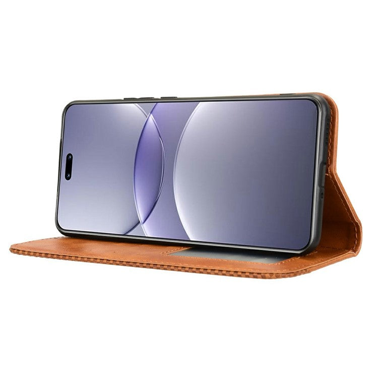For Huawei nova 13 Pro 5G Leather Case Wallet Stand Retro Texture Phone Cover - Brown