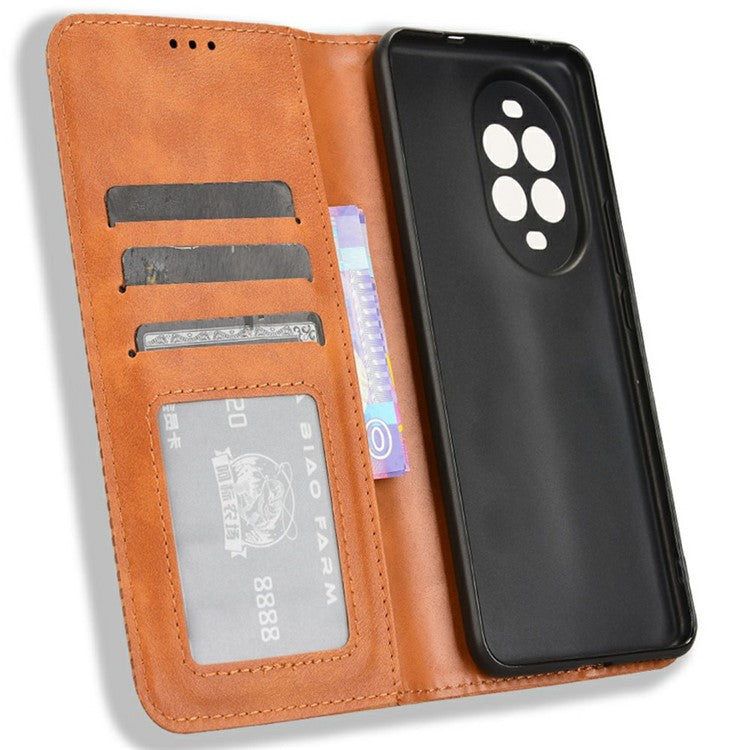For Huawei nova 13 Pro 5G Leather Case Wallet Stand Retro Texture Phone Cover - Brown