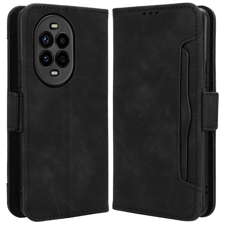 For Huawei nova 13 Pro 5G Leather Case Phone Wallet Cover with Multiple Card Slots - Black