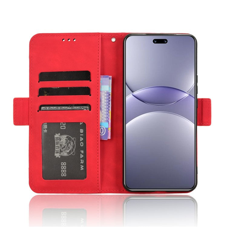 For Huawei nova 13 Pro 5G Leather Case Phone Wallet Cover with Multiple Card Slots - Red