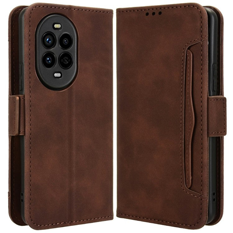 For Huawei nova 13 Pro 5G Leather Case Phone Wallet Cover with Multiple Card Slots - Brown