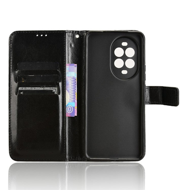 For Huawei nova 13 Pro 5G Case Crazy Horse Texture PU Leather Phone Wallet Cover - Black