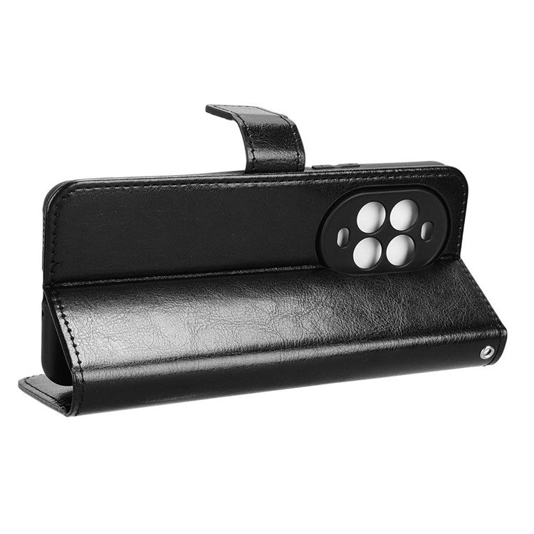 For Huawei nova 13 Pro 5G Case Crazy Horse Texture PU Leather Phone Wallet Cover - Black