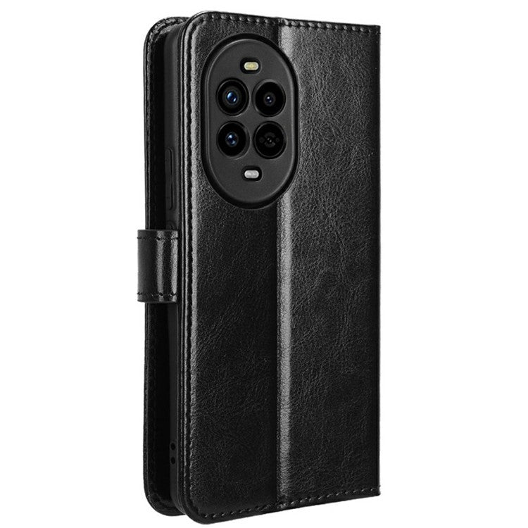 For Huawei nova 13 Pro 5G Case Crazy Horse Texture PU Leather Phone Wallet Cover - Black
