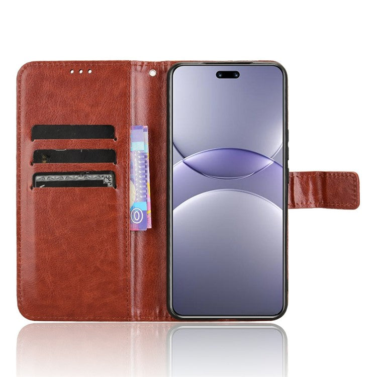 For Huawei nova 13 Pro 5G Case Crazy Horse Texture PU Leather Phone Wallet Cover - Brown