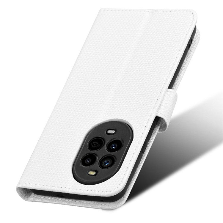 For Huawei nova 13 Pro 5G Case PU Leather Diamond Texture Wallet Phone Cover - White
