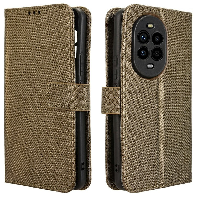 For Huawei nova 13 Pro 5G Case PU Leather Diamond Texture Wallet Phone Cover - Brown