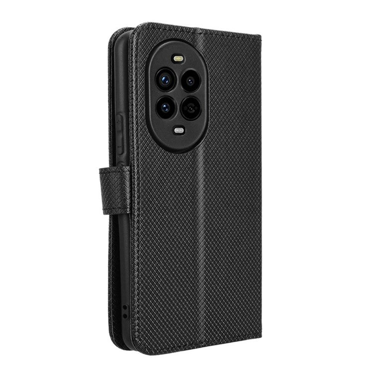 For Huawei nova 13 Pro 5G Case PU Leather Diamond Texture Wallet Phone Cover - Black