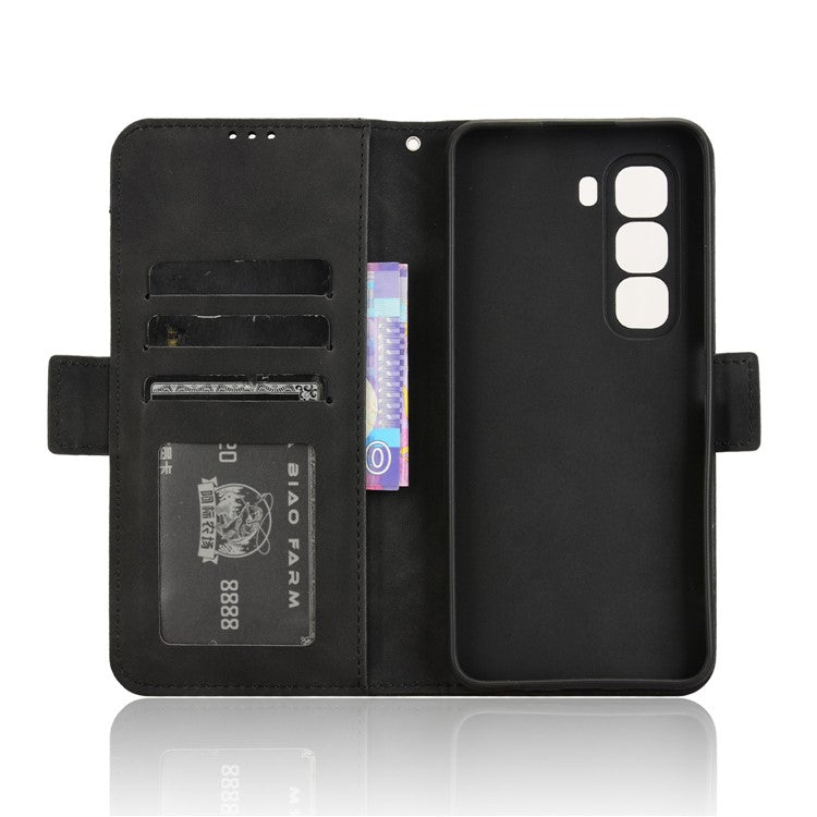 For Infinix Hot 50 Pro 4G X6881 Leather Case Phone Wallet Cover with Multiple Card Slots - Black