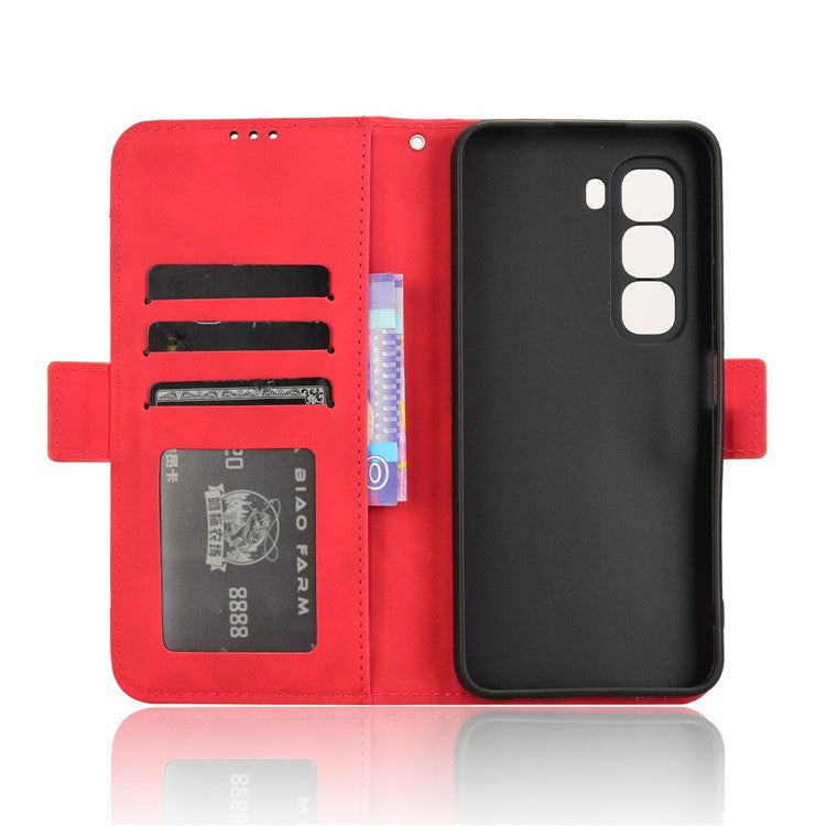 For Infinix Hot 50 Pro 4G X6881 Leather Case Phone Wallet Cover with Multiple Card Slots - Red