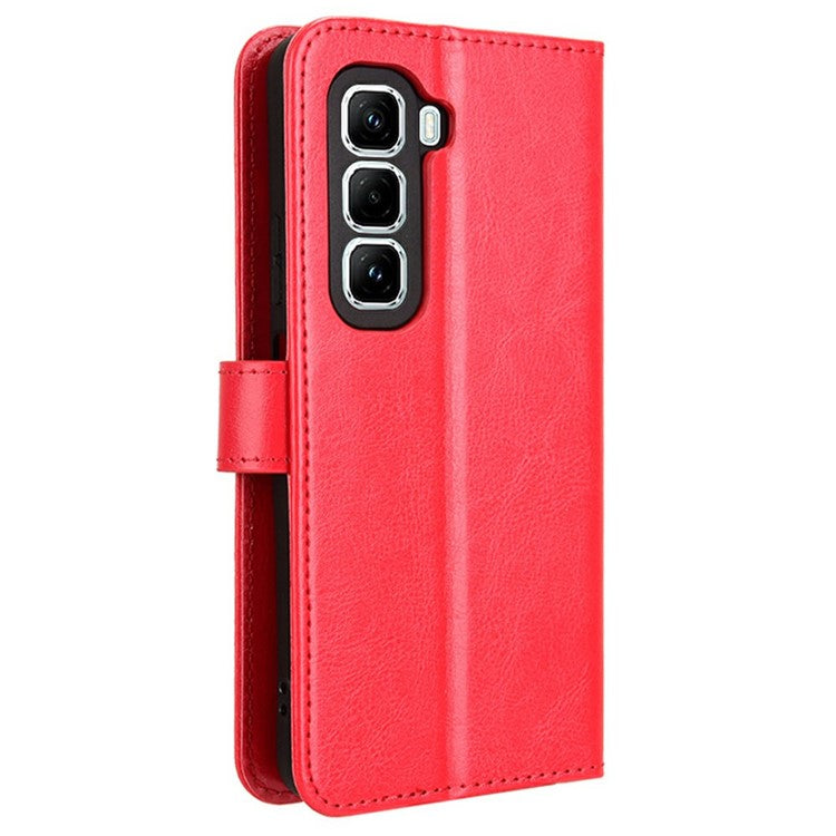 For Infinix Hot 50 Pro 4G X6881 Case Crazy Horse Texture PU Leather Phone Wallet Cover - Red