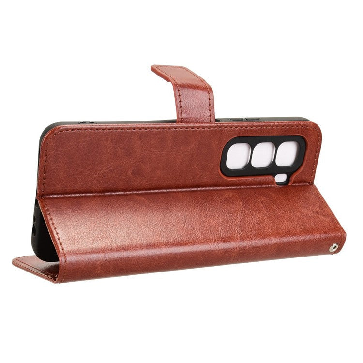 For Infinix Hot 50 Pro 4G X6881 Case Crazy Horse Texture PU Leather Phone Wallet Cover - Brown