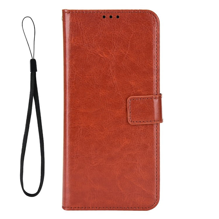 For Infinix Hot 50 Pro 4G X6881 Case Crazy Horse Texture PU Leather Phone Wallet Cover - Brown