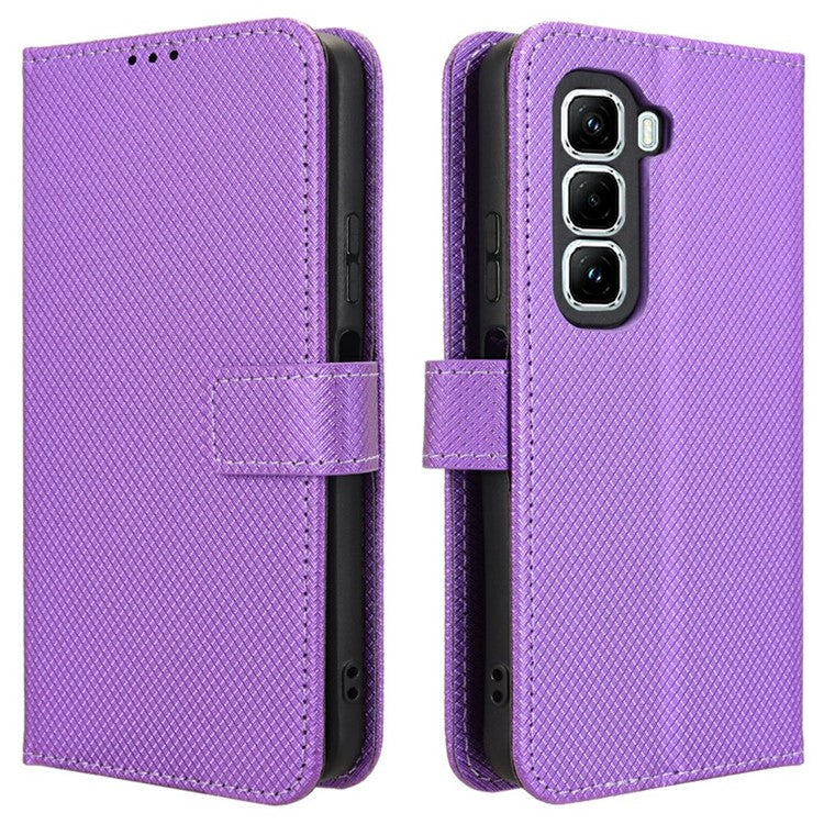 For Infinix Hot 50 Pro 4G X6881 Case PU Leather Diamond Texture Wallet Phone Cover - Purple