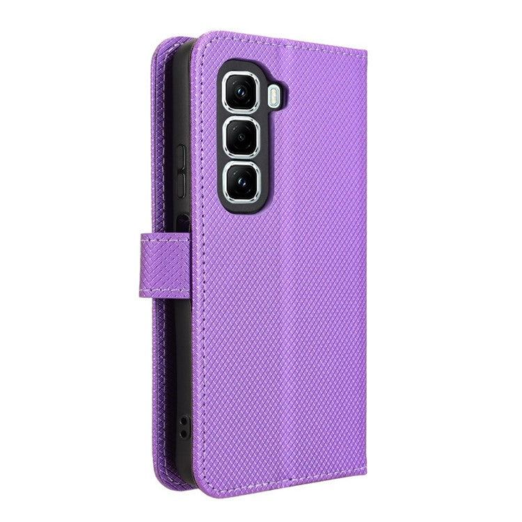 For Infinix Hot 50 Pro 4G X6881 Case PU Leather Diamond Texture Wallet Phone Cover - Purple