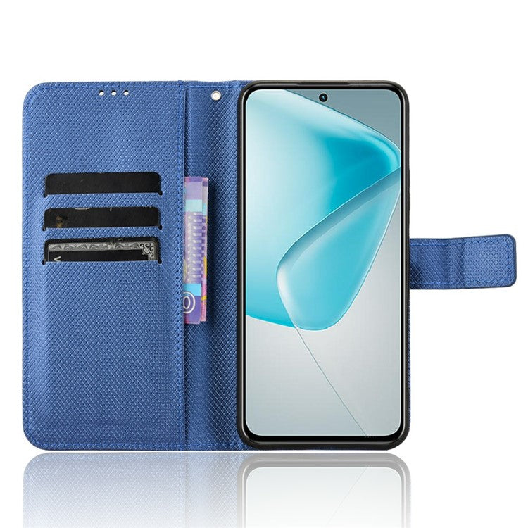 For Infinix Hot 50 Pro 4G X6881 Case PU Leather Diamond Texture Wallet Phone Cover - Blue