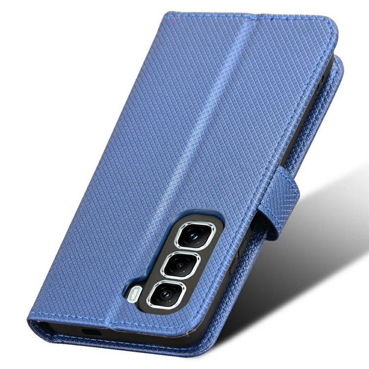 For Infinix Hot 50 Pro 4G X6881 Case PU Leather Diamond Texture Wallet Phone Cover - Blue