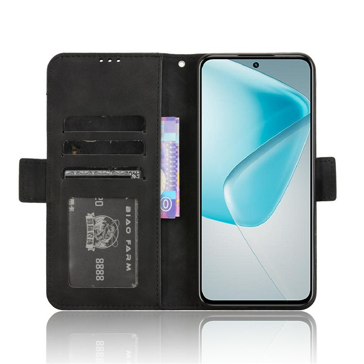 For Infinix Hot 50 Pro+ 4G X6880 Leather Case Phone Wallet Cover with Multiple Card Slots - Black