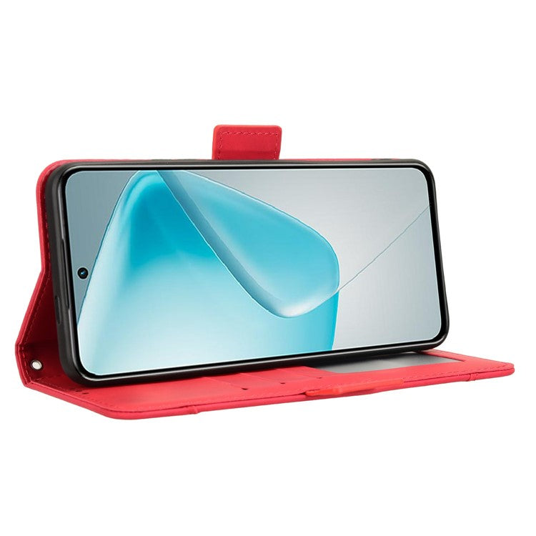 For Infinix Hot 50 Pro+ 4G X6880 Leather Case Phone Wallet Cover with Multiple Card Slots - Red