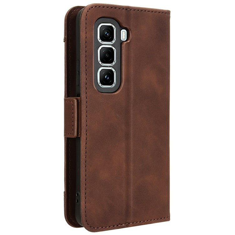 For Infinix Hot 50 Pro+ 4G X6880 Leather Case Phone Wallet Cover with Multiple Card Slots - Brown