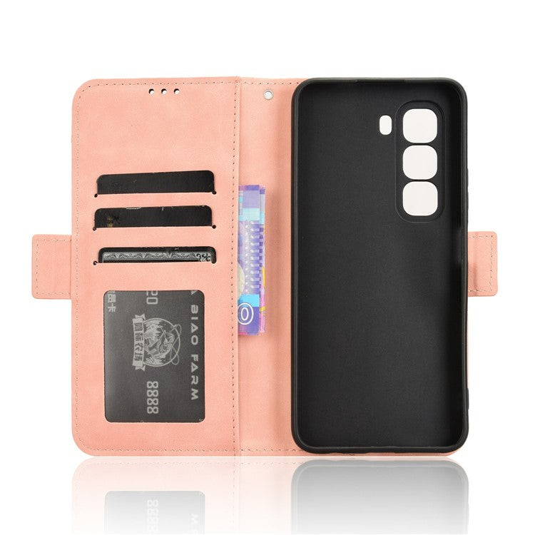For Infinix Hot 50 Pro+ 4G X6880 Leather Case Phone Wallet Cover with Multiple Card Slots - Pink