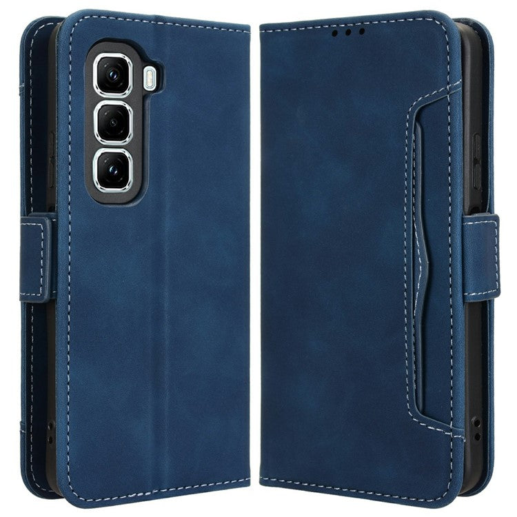 For Infinix Hot 50 Pro+ 4G X6880 Leather Case Phone Wallet Cover with Multiple Card Slots - Blue