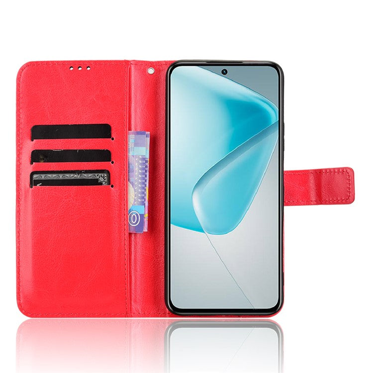 For Infinix Hot 50 Pro+ 4G X6880 Case Crazy Horse Texture PU Leather Phone Wallet Cover - Red