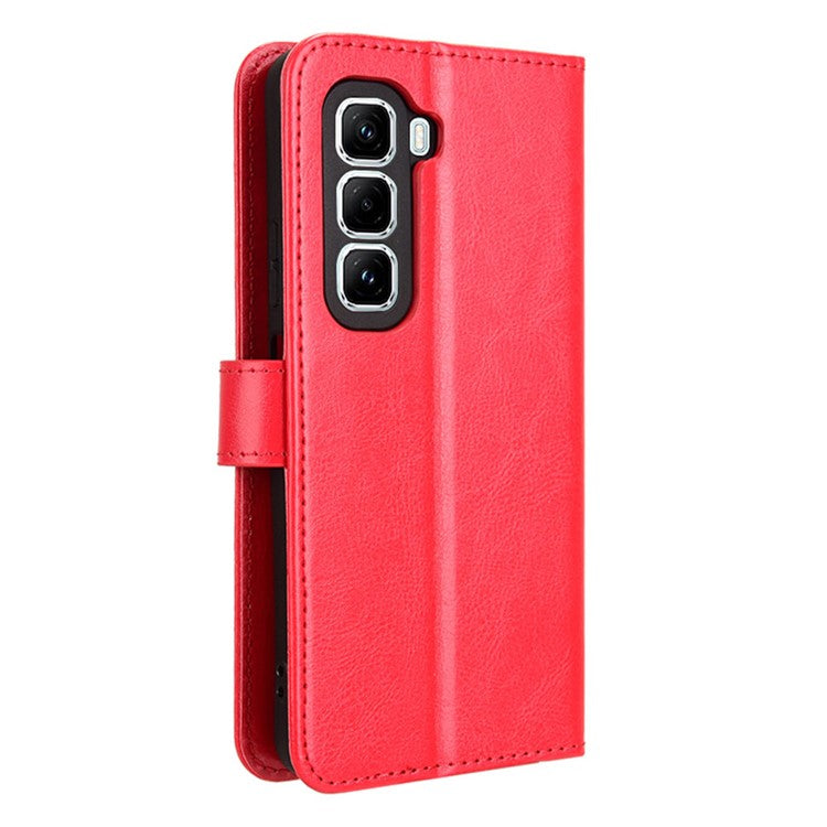 For Infinix Hot 50 Pro+ 4G X6880 Case Crazy Horse Texture PU Leather Phone Wallet Cover - Red