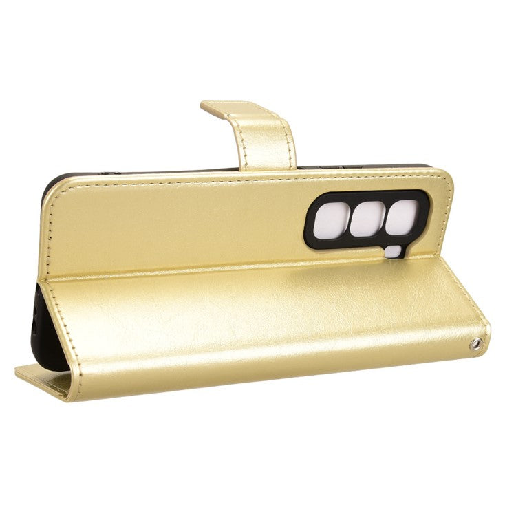 For Infinix Hot 50 Pro+ 4G X6880 Case Crazy Horse Texture PU Leather Phone Wallet Cover - Gold