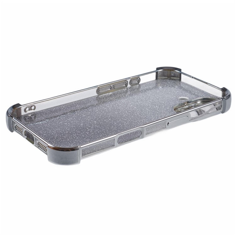 For iPhone 16 Plus Case Glitter TPU Phone Cover Reinforced Corners - Silver